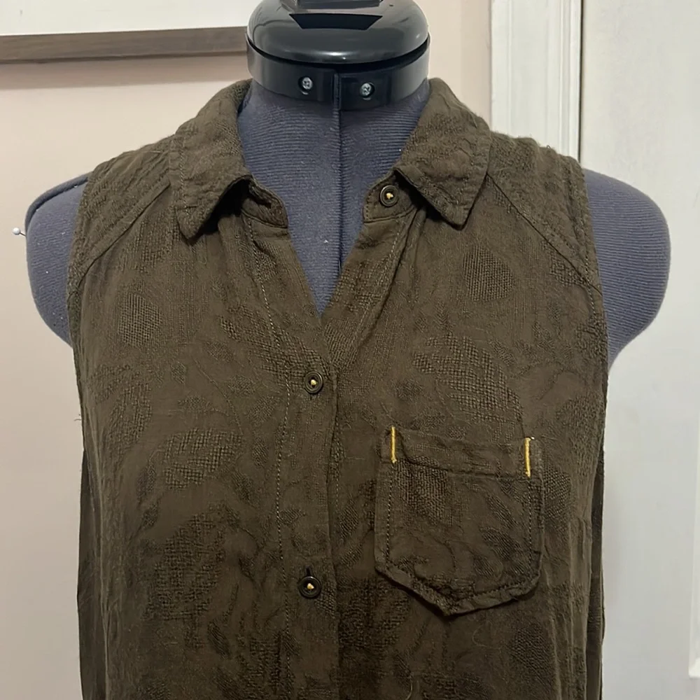 Anthropologie ECU Olive Green Shirt Dress Size XS - Picture 2 of 15